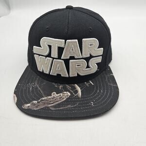 Star Wars Disney Hat Cap Snap Back Black Space Brim Flatbill Mens One Size